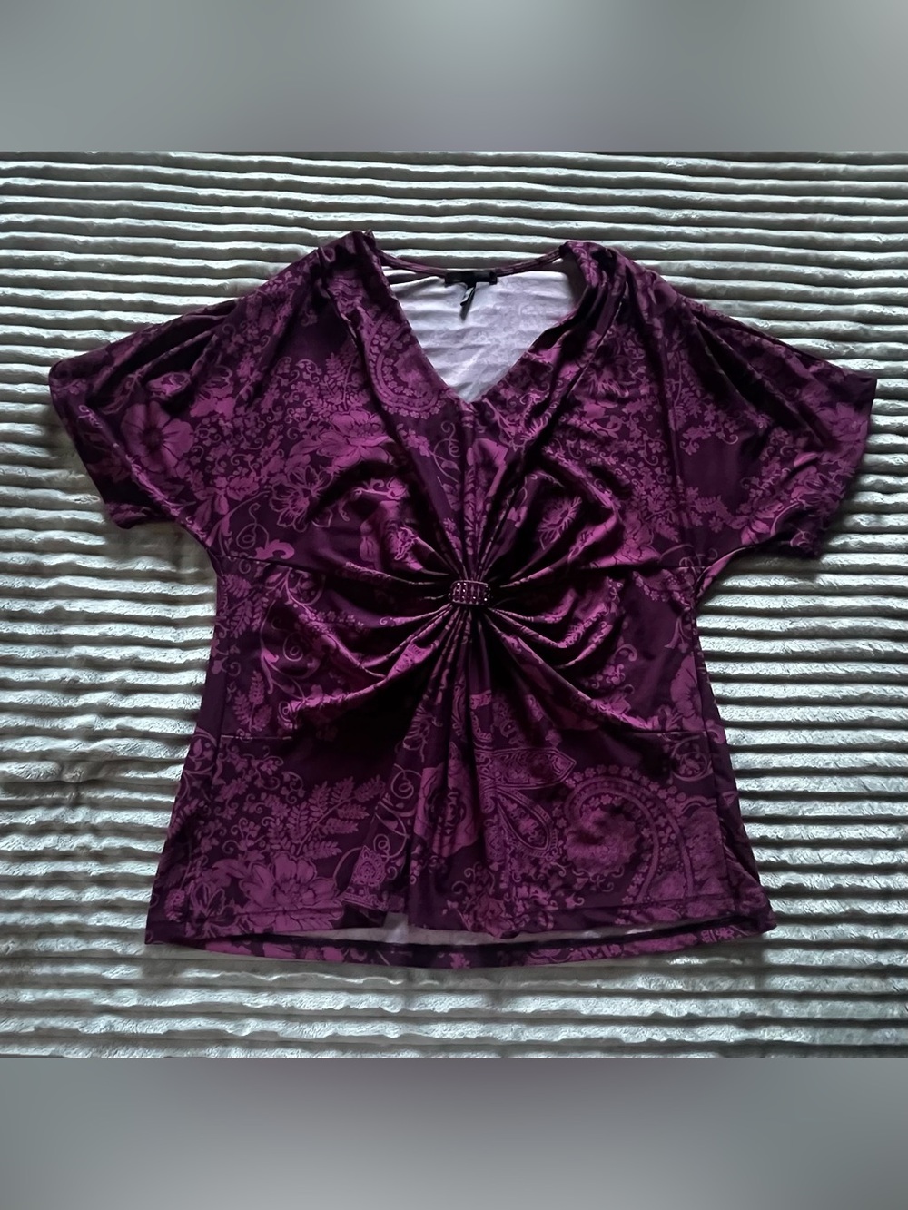 Daisy Fuentes Petite y2k magenta floral ruched top ♡